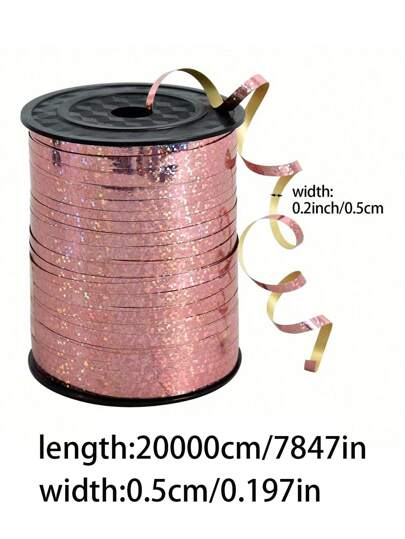 SHEIN 1 Rotolo, 250 Nastro Arricciato Color Oro Rosa Per Confezioni Regalo, Palloncini, Matrimonio, Compleanno - Nastro Metallico Lucente Per Bouquet E Carta Da Imballaggio Per Fiori, San Valentino, Matrimoni, Compleanni