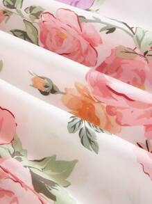 SHEIN MOD Vestido largo tipo tubo con estampado floral, vestido largo de estilo princesa para fiestas en tallas grandes - Multicolor - Ver 4