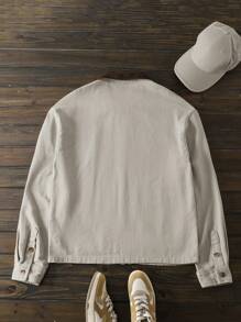 HIMLAND Men's Woven Slim Fit Contrast Color Block Long Sleeve Casual Shacket, Suitable For Autumn/Winter