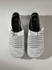 CUCCOO GRLICON Zapatos planos de estilo Y2K para mujer, adecuados para looks punk, motero, chica cool, Halloween, Navidad y fiestas - Plateado - Ver 5