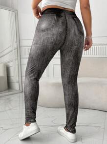 SHEIN EZwear Große Größen Leggings in Jeansoptik für Damen