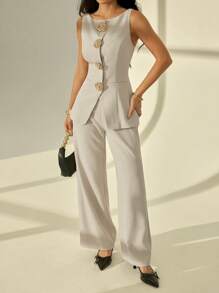 SHEIN PETITE Women Two Pieces Outfits For Daily Wear