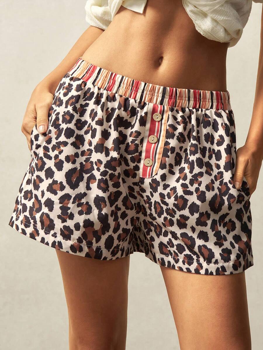 Bohemela Boho Woven Leopard Print Loose High Waist Shorts For Women Women Summer Shorts Summer Shorts For Women Women Shorts Shorts For Summer Summer Clothes For Women - Multicolor - View 1