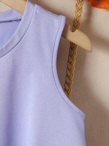 Tween-Mädchen Neuheiten Frühjahr & Sommer 2025, lässiges, bequemes Tanktop mit asymmetrischem Saum in Dunkelgrau, geeignet für den Alltag, Outdoor-Aktivitäten und Familienurlaube - Mauve - Übersicht 5