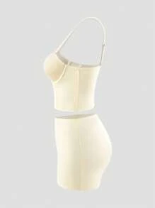 Women's Solid Color Cami And Shorts Shapewear Set