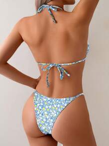 Bộ bikini hở lưng in họa tiết cây nhiệt đới gợi cảm cho nữ, mùa hè 2 món/bộ - Nhiều màu - Xem 2
