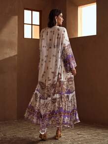 MOTF PREMIUM ALL OVER PRINT BELTED KIMONO FOR SUMMER BEACH VACATION - Multicolor - View 2