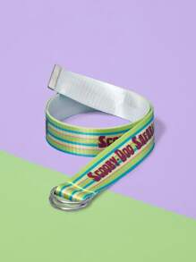 SCOOBY-DOO X SHEIN Fashionable Striped And Letter Pattern Belt - Green - View 3
