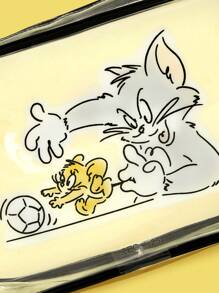 TOM & JERRY X SHEIN Fashionable Cute Cartoon Mouse And Cat Print Transparent Makeup Bag - Black - View 3