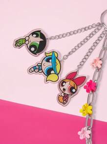 THE POWERPUFF GIRLS X SHEIN Blossom, Bubbles, Buttercup Pattern Acrylic Fashion Waist Chain - Multicolor - View 3