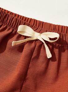 Cozy Pixies 2pcs Baby Boy Plant & Floral Pattern Lapel Short Sleeve Cardigan And Elastic Waist Shorts Set - Multicolor - View 5