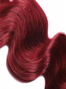 1 件勃艮第红色夹式波浪真人发片 99J 厚接发，适合女孩假发，柔软蓬松波浪，5 夹双纬夹式接发