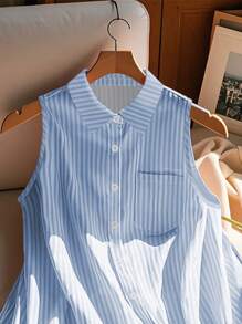 Franclia Women's Fashionable Elegant Striped Sleeveless Blouse