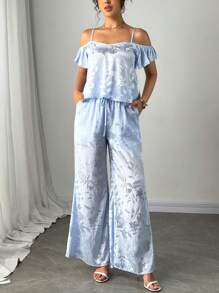 SHEIN Clasi Women Two Pieces Outfits For Daily Wear - Blue - View 4