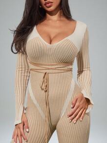 Denimoi Low Neckline Corseted Waist Knit Jumpsuit
