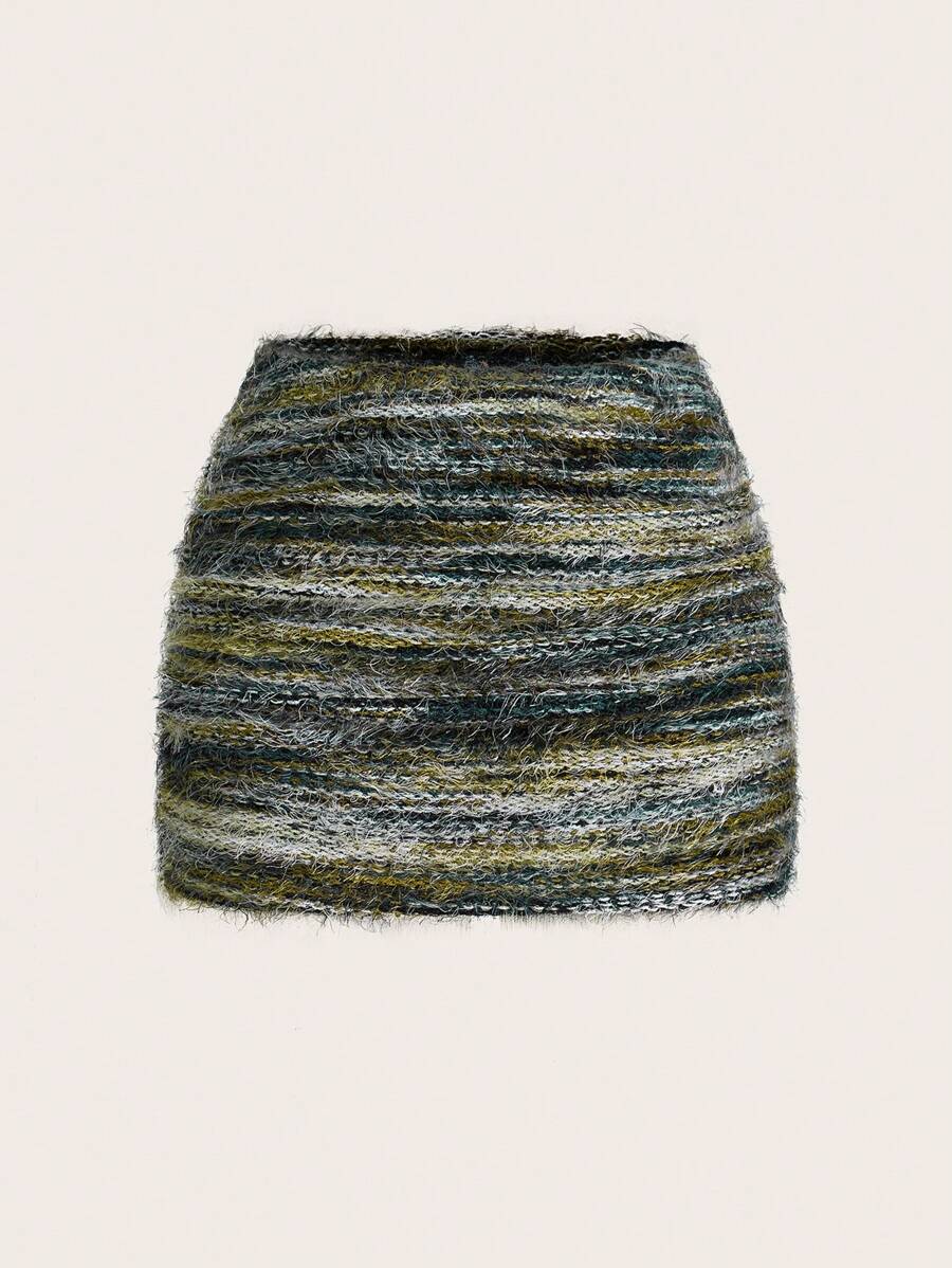 SHEIN ICON Vintage American Style Bodycon Bandage Mini Skirt Winter Clothes - Olive Green - View 1