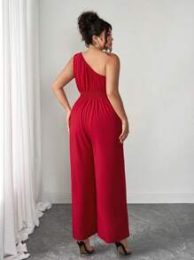 Elenzga Bộ đồ liền thân hoa vai lệch lãng mạn cổ điển Pháp thời trang mùa hè - Đỏ - Xem 2
