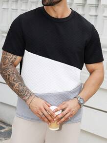 Manfinity Homme Áo thun họa tiết khối màu chắp vá thường ngày mùa hè cỡ lớn dành cho nam - Nhiều màu - Xem 3