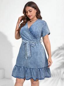 EMERY ROSE Lässiges Denim Kleid in Große Größen, Sommer