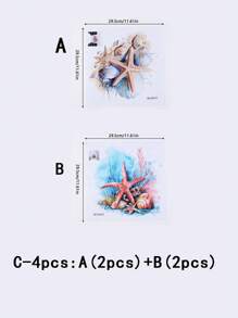 1pc/2pcs/4pcs Ocean Beach Cartoon Starfish Pattern Stickers PVC Bathroom Seat Cover Stickers Vinyl Stickers, Bathroom Bucket Cover Stickers, Bathroom Decorations, Waterproof Removable Stickers - Multicolor - View 2