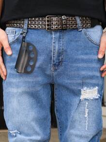 Manfinity EMRG Men's Ripped Pocket Casual Denim Jeans - Light Wash - View 3