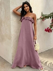 Breezaya Women's 3D Floral A-Line Elegant Cami Dress - Purple - View 6