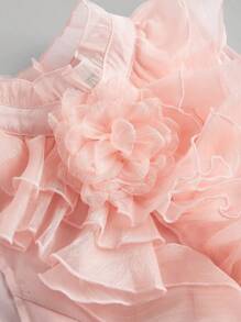 SHEIN MOD 梦幻浪漫粉色高领优雅宫廷背心，带有分层褶边 - 非常适合度假、约会、生日庆祝、下午茶和节日、夏季、海滩、度假、狂欢、乡村音乐会 - 粉色 - 查看 9