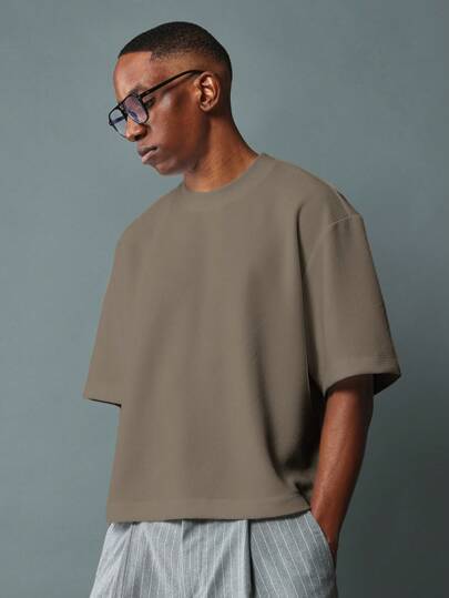 SUMWON Oversized Boxy Cut Short Sleeve Crewneck Premium Jersey Tee Streetwear Athleisure Essential Top Urban Fashion Minimalist Design Casual Basic