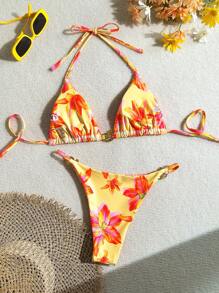 Swim Mod 2pcs/Set Women Sexy Triangle Bikini Swimsuit For Summer Beach Vacation - Multicolor - View 2