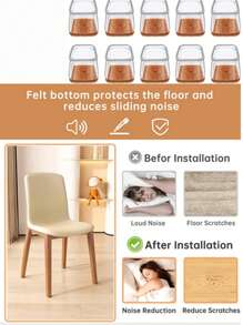 4/8/16/24件方形椅腿地板保护垫、硬木地板家具垫、椅腿家具滑块、椅子矩形地板保护垫、硅胶椅腿盖，有效保护地板和桌腿 - 棕色 - 查看 9