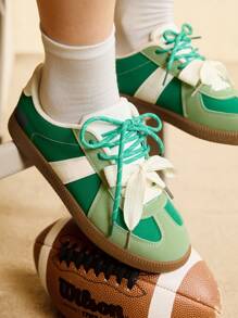 CUCCOO EASI 女式银色德国牧羊犬运动鞋，2024年春夏新品，厚底运动休闲系带运动鞋，绿色