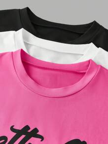 SHEIN Explorewe 6 件套青少年女孩休闲街头风格熊和赛车图案 T 恤 + 短裤 2 件套服装 - 彩色 - 查看 26