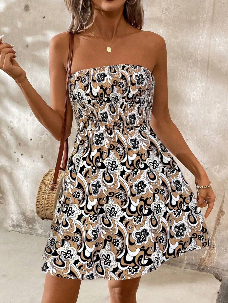 SHEIN LUNE Vestido de tirantes informal de verano con estampado de paisley