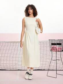 SHEIN MOD Apricot Color Backless Tie Up Elegant Summer Dress