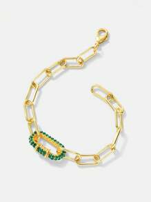 MOTF PREMIUM 18K GOLD PLATED CZ STONES CONNECTING CLASP CHAIN BRACELET, MINIMALIST STYLE