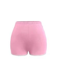 INAWLY 女士撞色修身休闲短裤，日常穿着