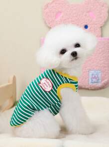 PETSIN 休闲可爱简约文字图形柔软面料夏季轻薄透气户外宠物背心，适合猫狗，欧美流行，春夏