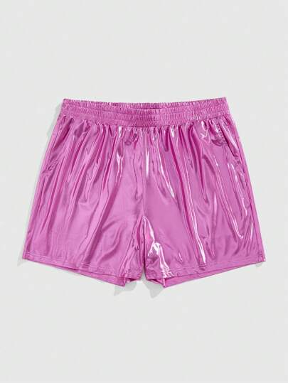 Street Life Shorts deportivos de unicolor brillante para hombres