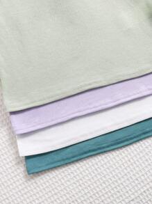 Conjunto de 4 piezas de ropa para niños pequeños, estilo casual y cómodo, tela suave y texturizada, detalles de grano de madera, camisetas polo de manga corta, 4 colores diferentes, adecuado para casual, exterior, escuela, primavera/verano