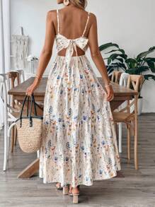 Breezaya Váy cưới nhiều lớp họa tiết hoa cổ điển mới dễ thương cho nữ - Màu be - Xem 3