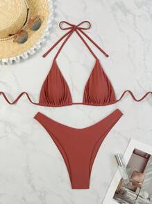 SHEIN Swim 女士系带比基尼套装，适合海滩度假