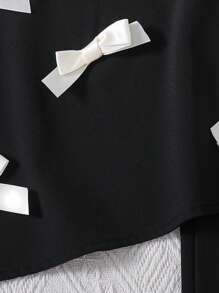 Elladie kids 2 件套幼儿女童时尚可爱 3D 蝴蝶结装饰无袖背心和七分裤套装，适合休闲穿着，春夏季 - 黑色 - 查看 7
