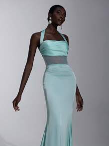 Elitara 优雅、浪漫、性感、简约、蓝绿色弹性抹胸露背、紧身、节日、度假、生日派对、婚礼活动、伴娘礼服 - 薄荷藍 - 查看 6