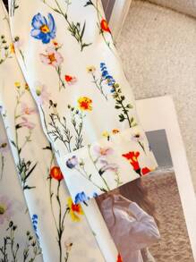 Franclia Women's Casual Collar Neck Simple Blue Floral Print Dress Maxi Women Outfit Fall Cloth For Women - Apricot - View 5