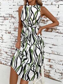 SHEIN Clasi Women's Sleeveless Full Print Casual Midi Dress For Summer Vacation,Dresses For Women Summer