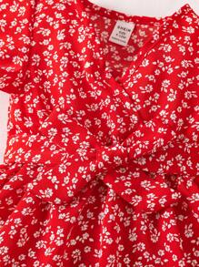 SHEIN Babygirl Summer Cute Ditsy Floral Short Sleeve Dress, Mommy And Me Matching Outfits (2 Pieces Sold Separately) - Multicolor - View 6