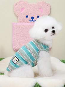 PETSIN 柔软透气的宠物背心，印有可爱的狗狗和“幸运”英文图案，休闲轻便的夏季服装，适合猫狗，在欧美很受欢迎