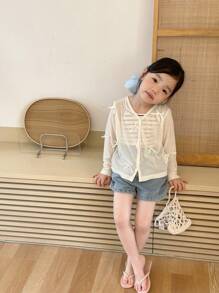 Dazy Kids Young Girls Casual Bowknot Stylish Cardigan, Summer - Yellow - View 4