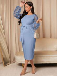 MaterniChic Váy bầu màu trơn, thời trang cho mùa hè - Màu xanh nhạt - Xem 3