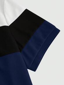 Manfinity Homme Plus Size Men Color Block Polo Shirt, Casual For Summer